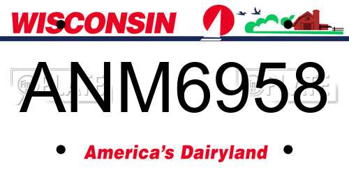 ANM6958 Wisconsin License Plate