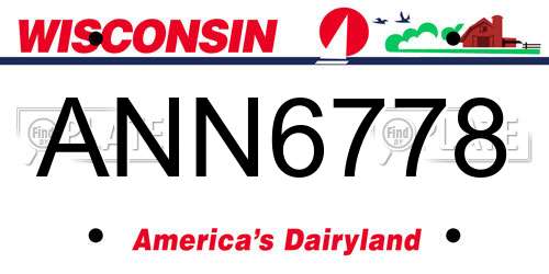 ANN6778 Wisconsin License Plate