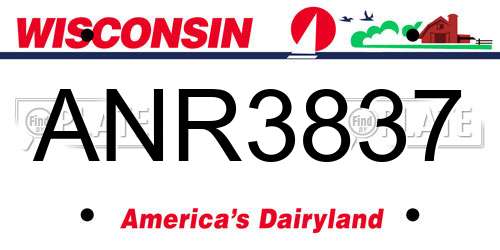ANR3837 Wisconsin License Plate