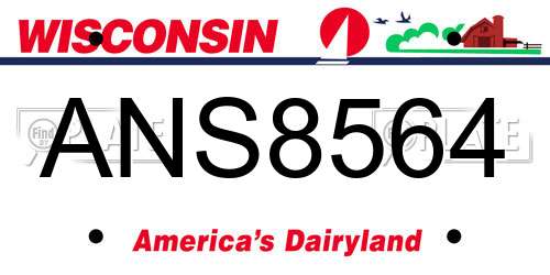 ANS8564 Wisconsin License Plate