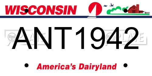 ANT1942 Wisconsin License Plate