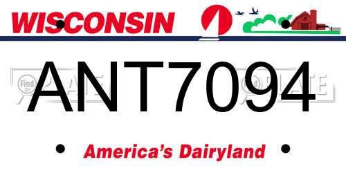ANT7094 Wisconsin License Plate