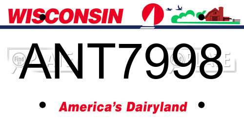 ANT7998 Wisconsin License Plate