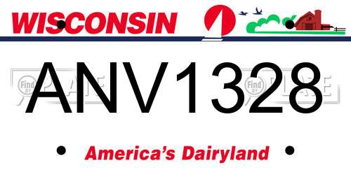 ANV1328 Wisconsin License Plate