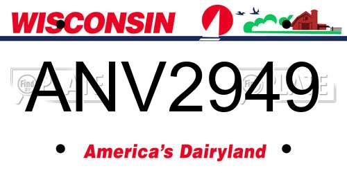 ANV2949 Wisconsin License Plate