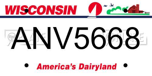 ANV5668 Wisconsin License Plate