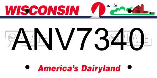 ANV7340 Wisconsin License Plate