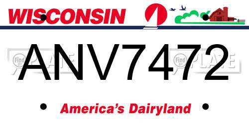 ANV7472 Wisconsin License Plate