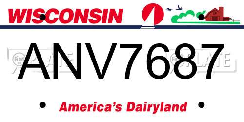 ANV7687 Wisconsin License Plate
