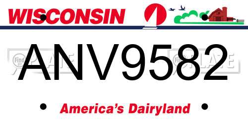 ANV9582 Wisconsin License Plate