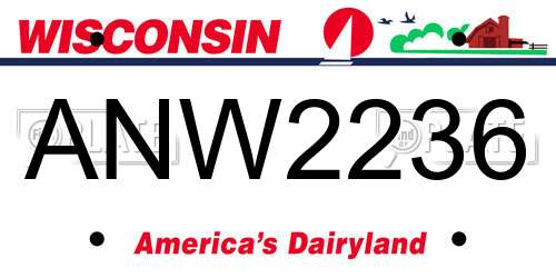 ANW2236 Wisconsin License Plate