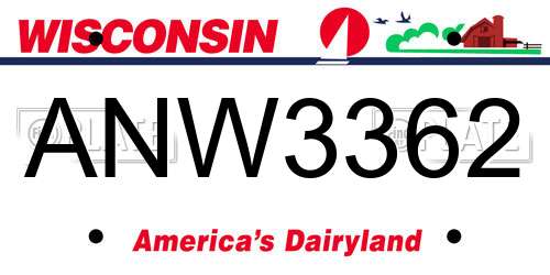 ANW3362 Wisconsin License Plate