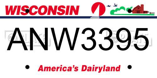 ANW3395 Wisconsin License Plate