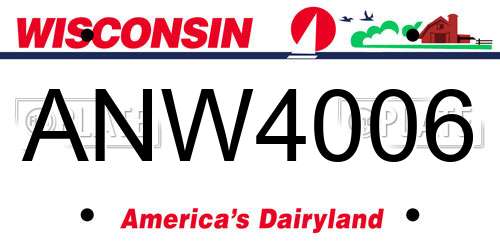 ANW4006 Wisconsin License Plate