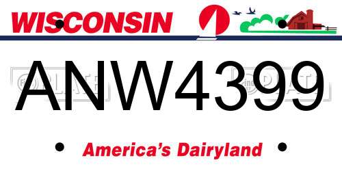 ANW4399 Wisconsin License Plate