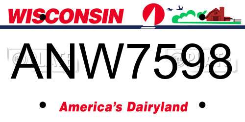 ANW7598 Wisconsin License Plate