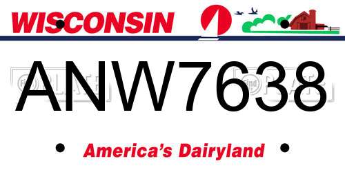 ANW7638 Wisconsin License Plate