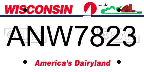 ANW7823 Wisconsin License Plate