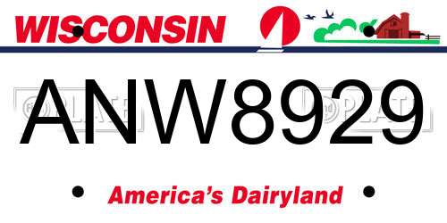 ANW8929 Wisconsin License Plate