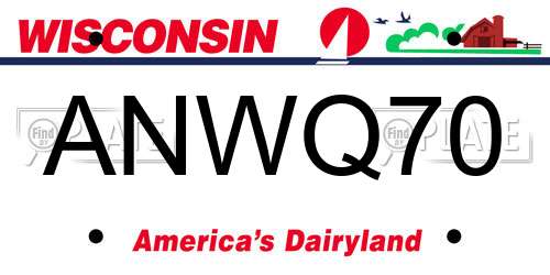 ANWQ70 Wisconsin License Plate