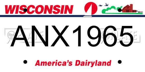 ANX1965 Wisconsin License Plate