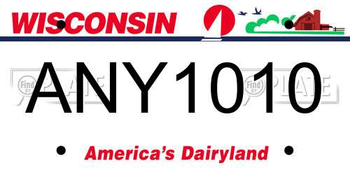 ANY1010 Wisconsin License Plate