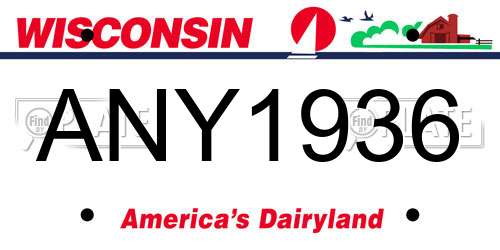 ANY1936 Wisconsin License Plate