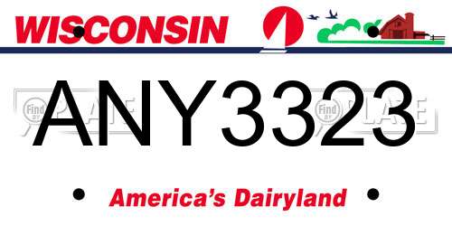 ANY3323 Wisconsin License Plate