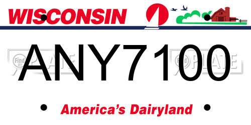 ANY7100 Wisconsin License Plate