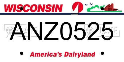 ANZ0525 Wisconsin License Plate