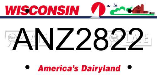 ANZ2822 Wisconsin License Plate
