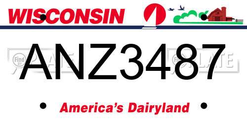 ANZ3487 Wisconsin License Plate