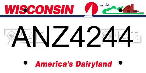 ANZ4244 Wisconsin License Plate