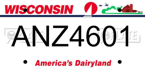 ANZ4601 Wisconsin License Plate