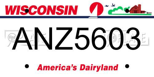 ANZ5603 Wisconsin License Plate