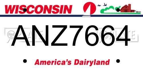 ANZ7664 Wisconsin License Plate