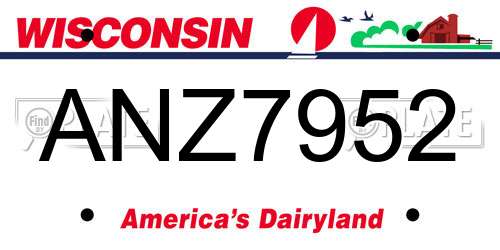 ANZ7952 Wisconsin License Plate