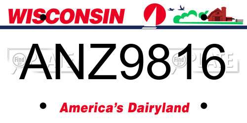 ANZ9816 Wisconsin License Plate
