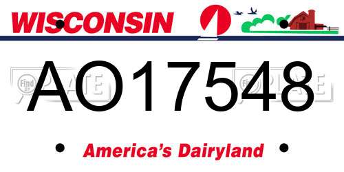 AO17548 Wisconsin License Plate