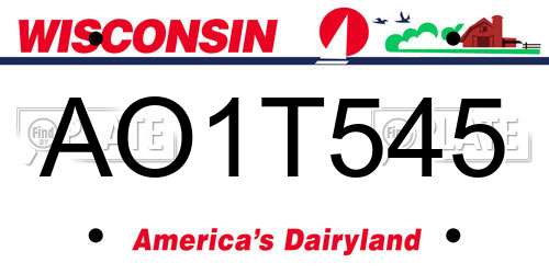 AO1T545 Wisconsin License Plate