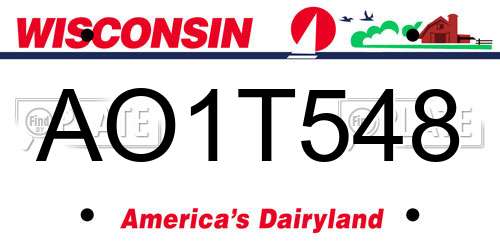 AO1T548 Wisconsin License Plate