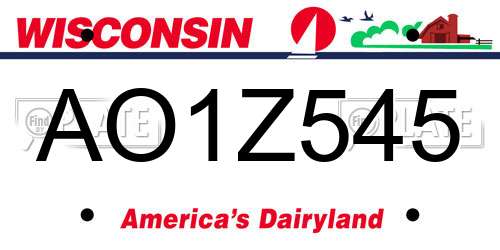 AO1Z545 Wisconsin License Plate
