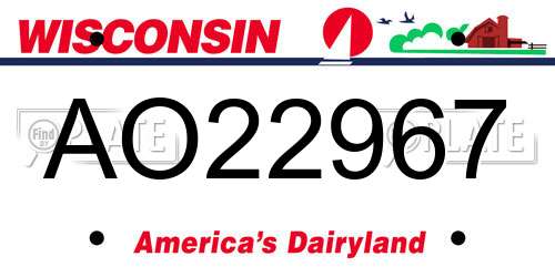 AO22967 Wisconsin License Plate
