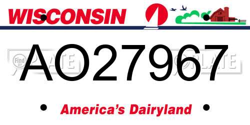 AO27967 Wisconsin License Plate
