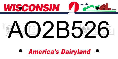 AO2B526 Wisconsin License Plate