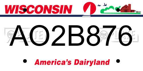 AO2B876 Wisconsin License Plate