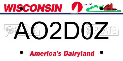 AO2D0Z Wisconsin License Plate