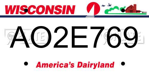 AO2E769 Wisconsin License Plate
