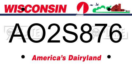 AO2S876 Wisconsin License Plate
