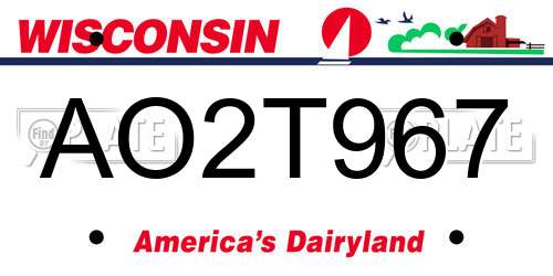 AO2T967 Wisconsin License Plate